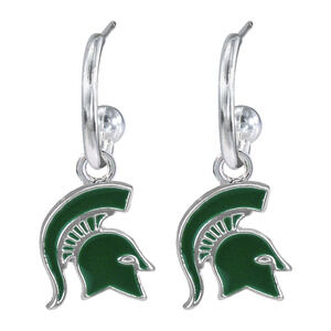 New Michigan State Spartans Women's Emma Earrings, Silver Post, Fish Hook, NCAA